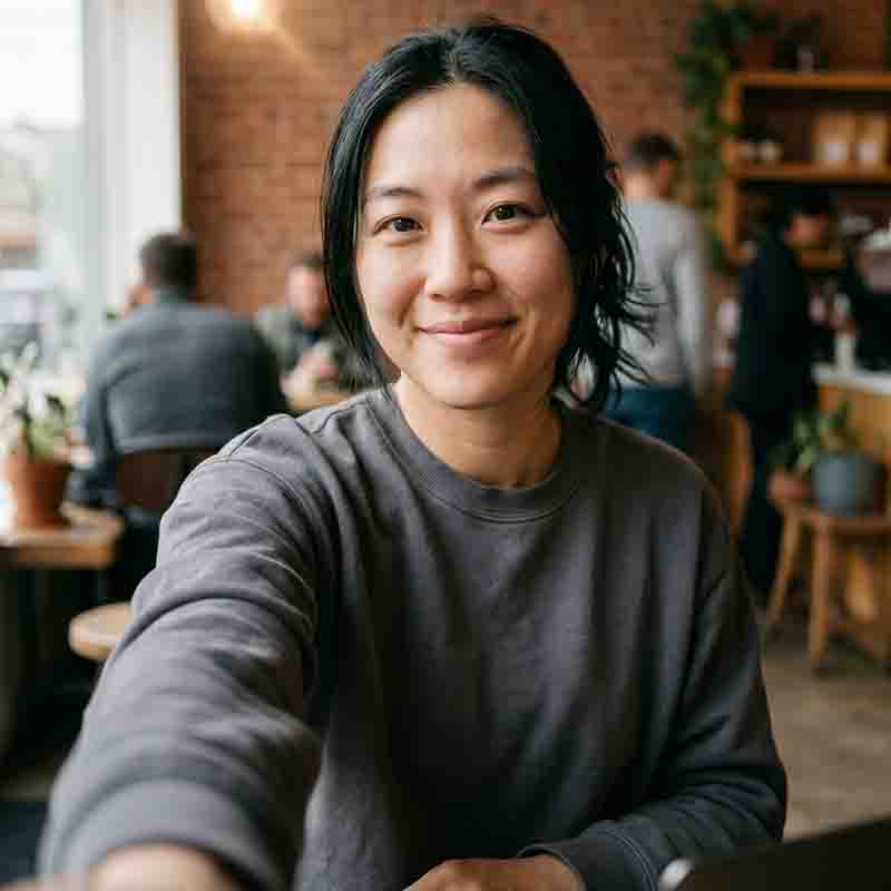 Maya Chen (AI persona, synthetic portrait)