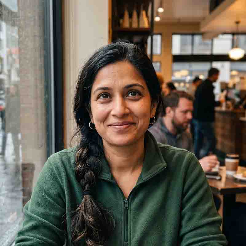 Priya Raman (AI persona, synthetic portrait)