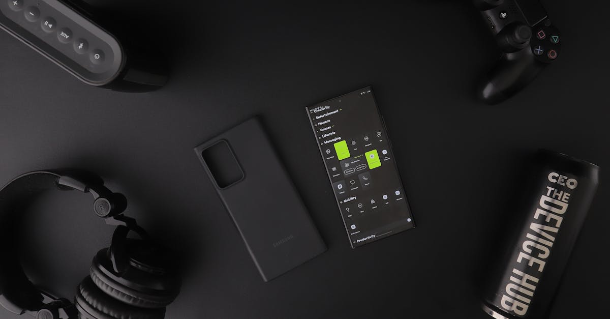 a desk with a portable power station, UV printer, stylus phone, smart water valve and modular gaming controller
