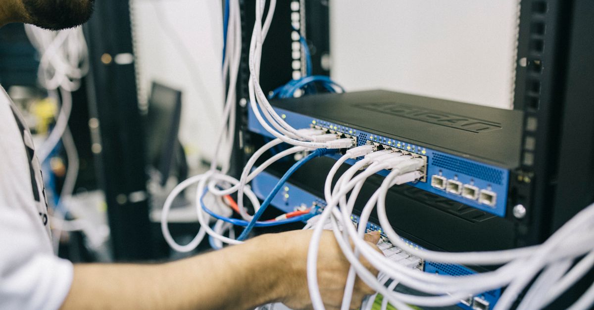 data center with cloud icons and router