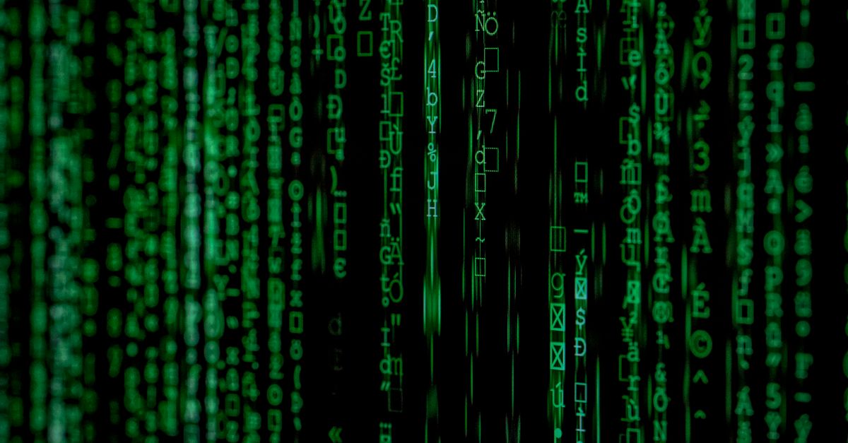 digital map of water pipes overlaid with binary code