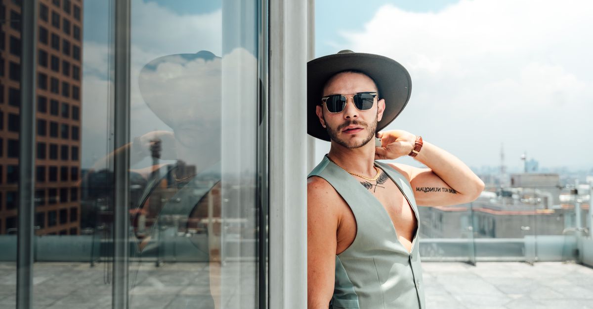 sleek black smart glasses reflecting a city skyline