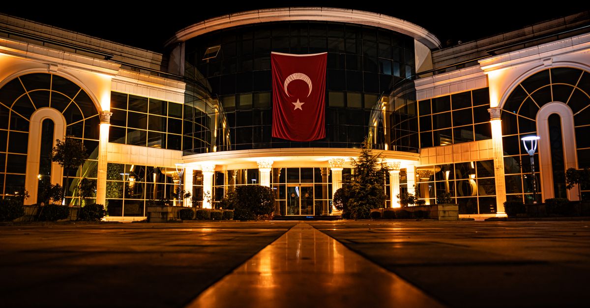 government building with tech symbols