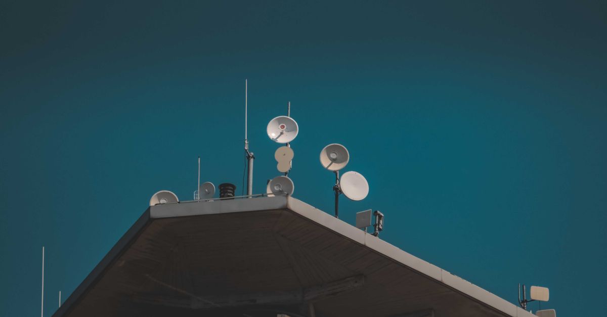 courtroom with TV antennas and data center