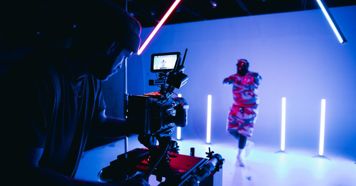 neon cinematic trailer with Bowie-inspired visuals