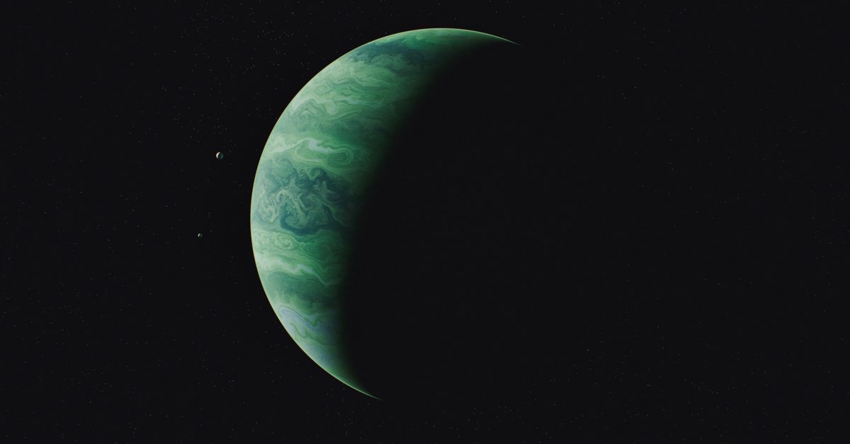 sci-fi game trailer with alien landscape and spaceship silhouette