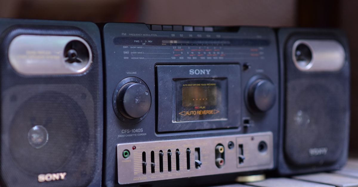 foldable iPhone Duo displaying a retro cassette player app